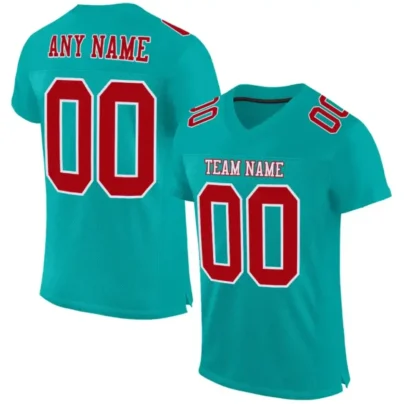 Custom Aqua Mesh Football Jersey with Red 840x840 1