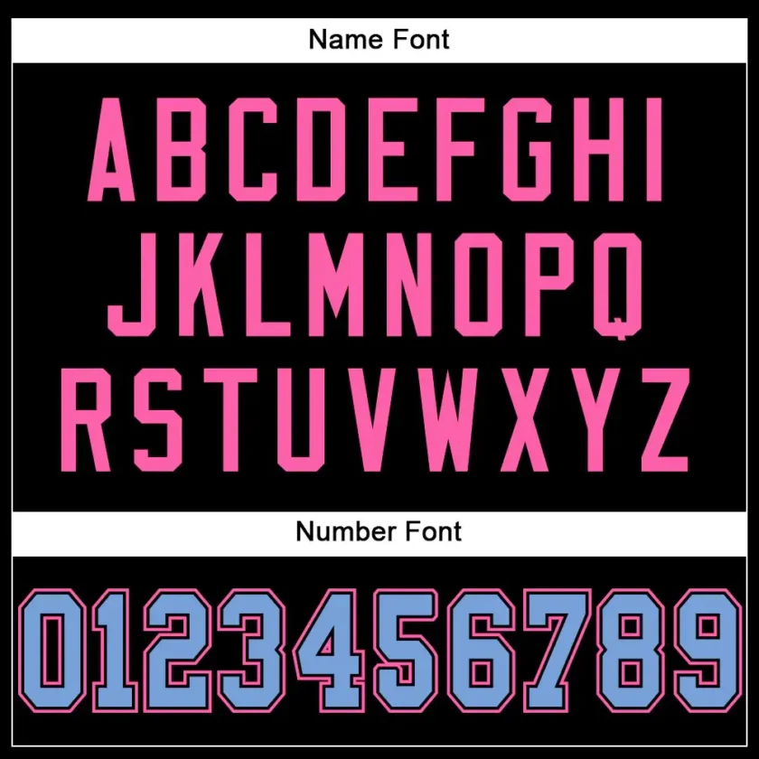 Custom Black Mesh Football Jersey with Light Blue-Pink - Image 3