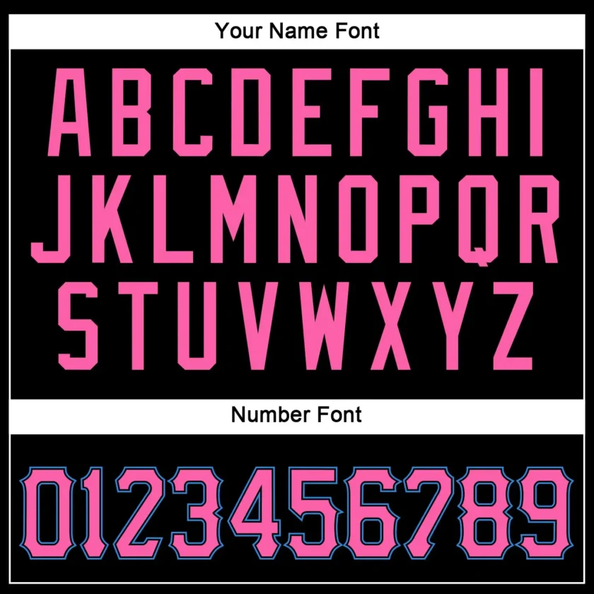 Custom Black Mesh Throwback Football Jersey with Pink-Powder Blue - Image 2