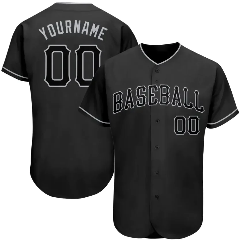Custom Black Baseball Jersey with Black Gray