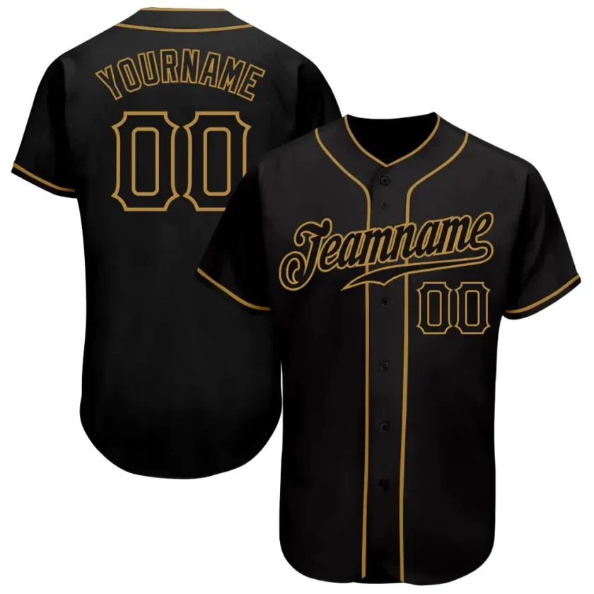 Custom Black Baseball Jersey with Black Old Gold 5