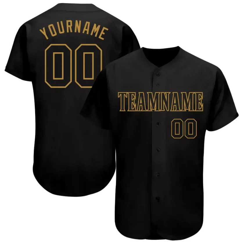 Custom Black Baseball Jersey with Black Old Gold 7