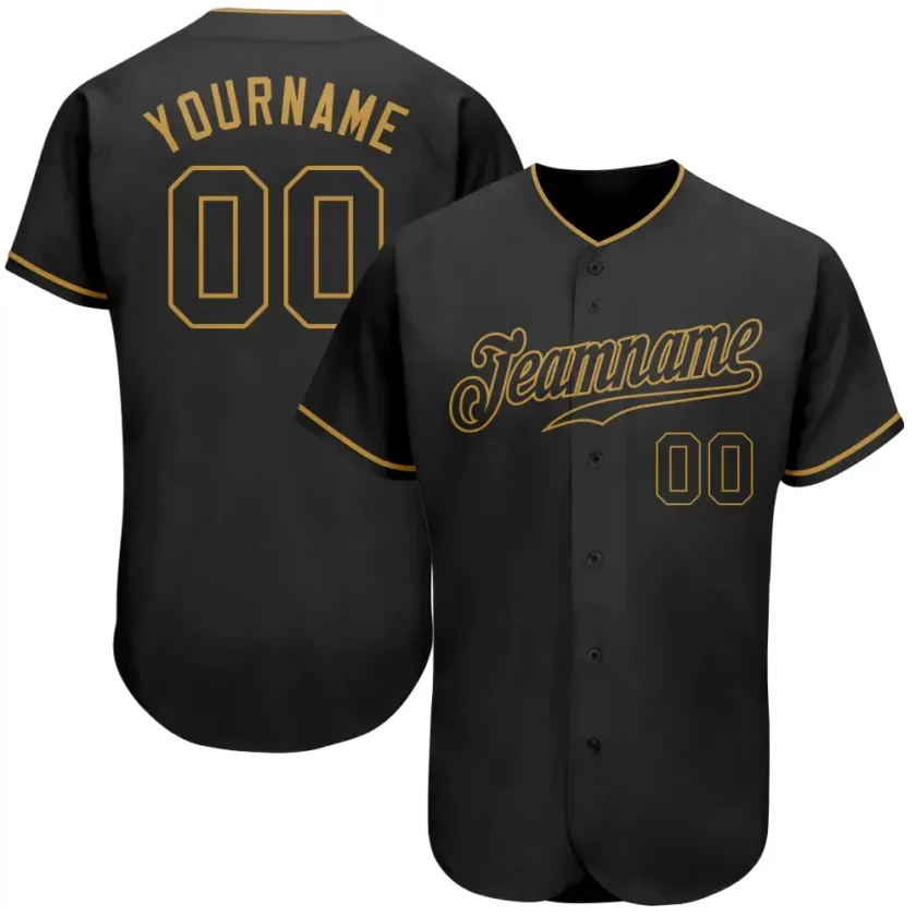 Custom Black Baseball Jersey with Black Old Gold
