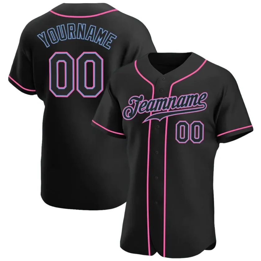 Custom Black Baseball Jersey with Black Pink