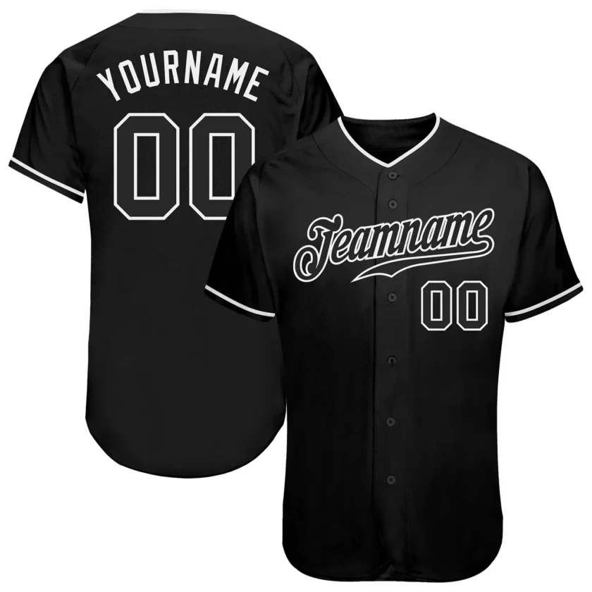 Custom Black Baseball Jersey with Black White