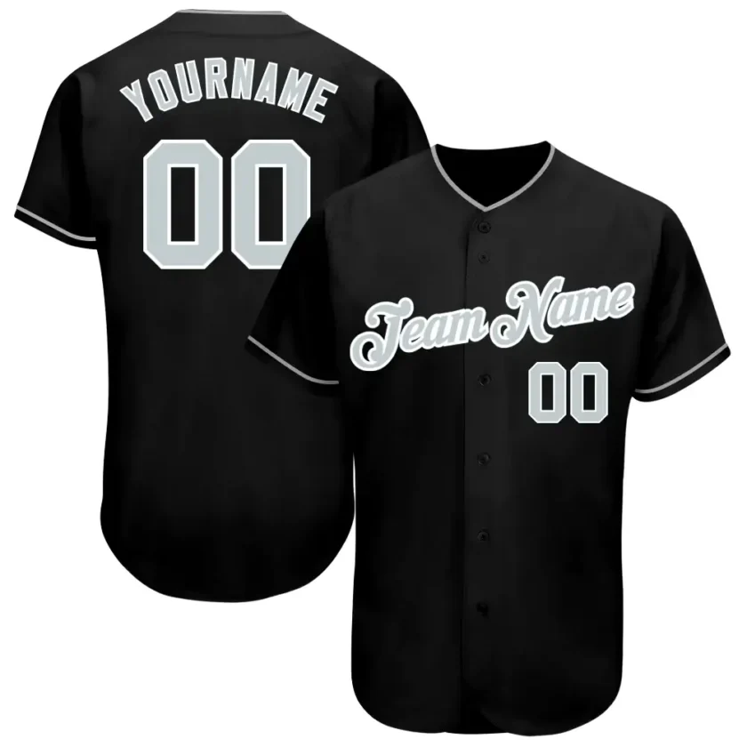 Custom Black Baseball Jersey with Gray White