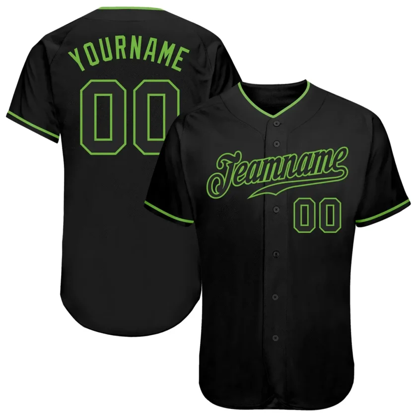 Custom Black Baseball Jersey with Neon Green