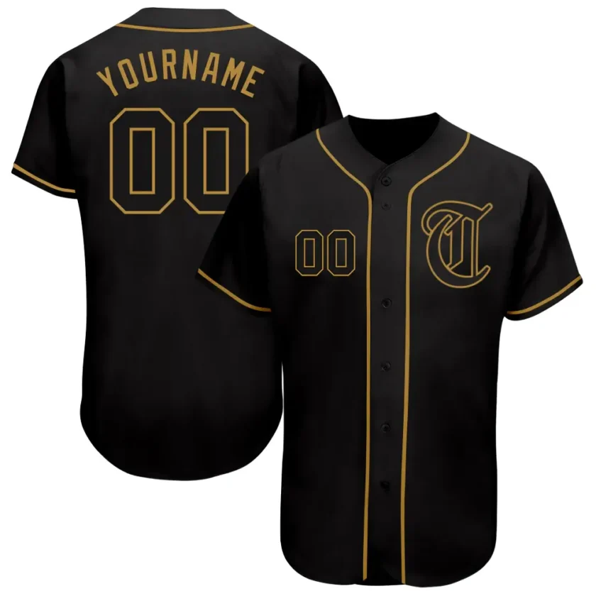 Custom Black Baseball Jersey with Old Gold