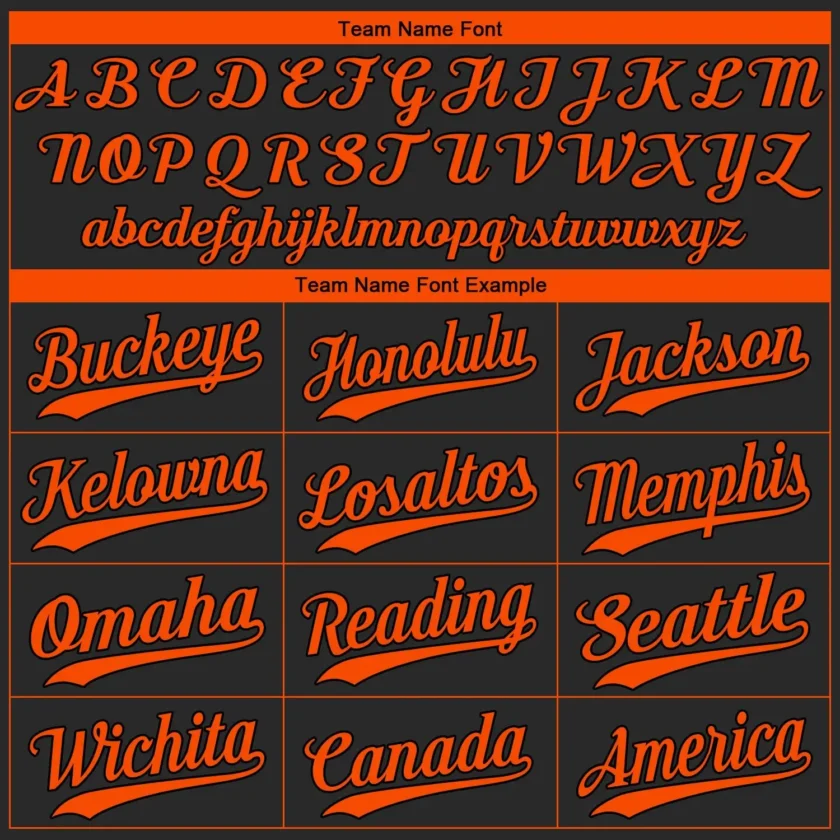 Custom Black Baseball Jersey with Orange 2 4