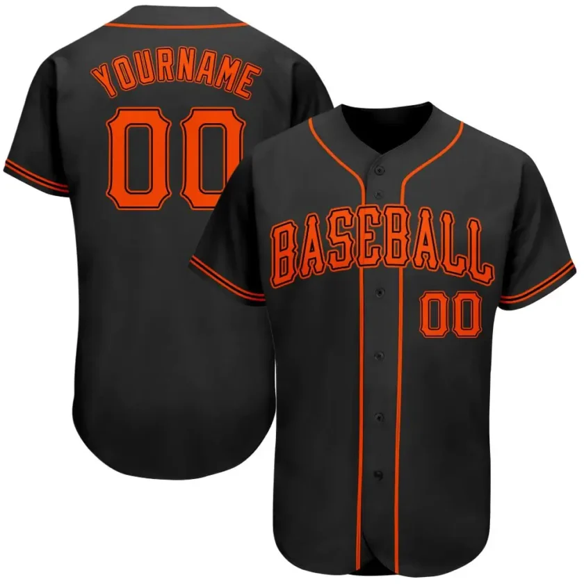 Custom Black Baseball Jersey with Orange 3