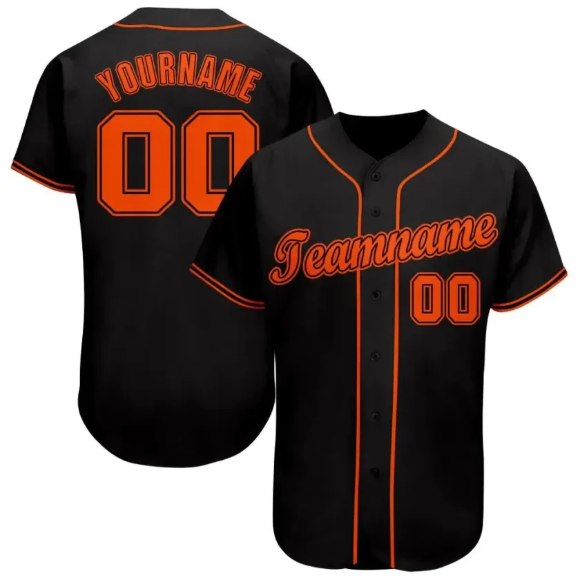 Custom Black Baseball Jersey with Orange 4