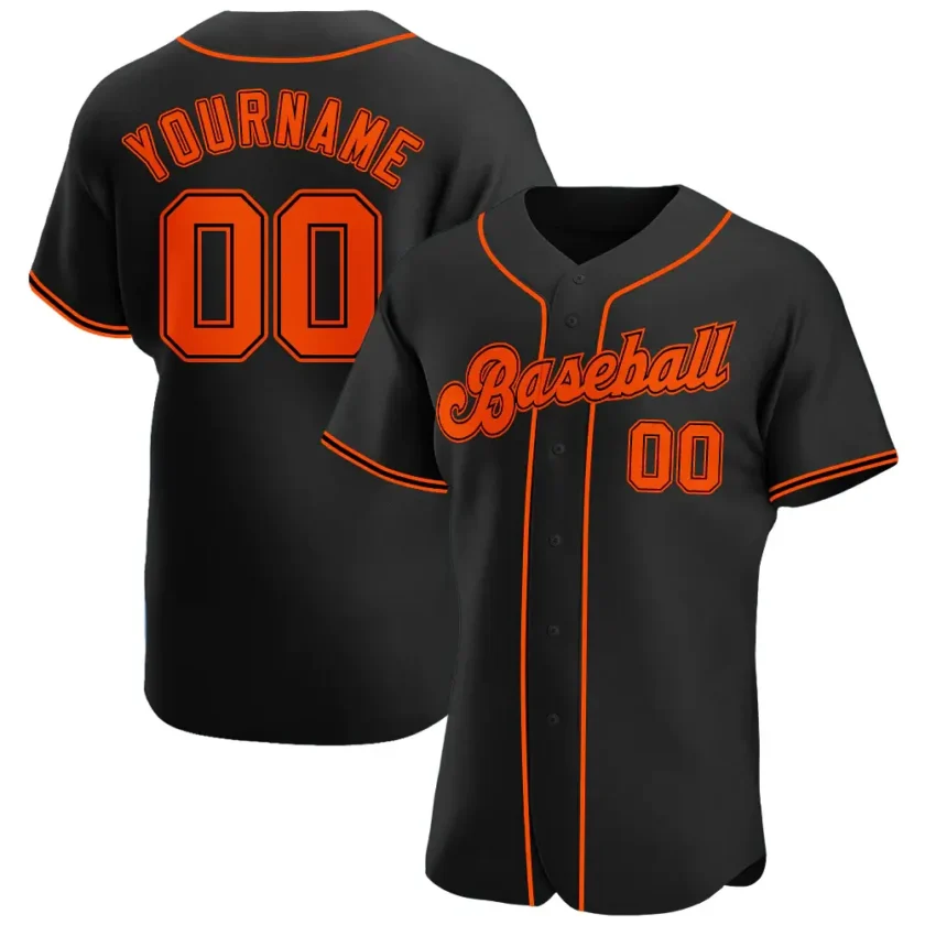 Custom Black Baseball Jersey with Orange Black