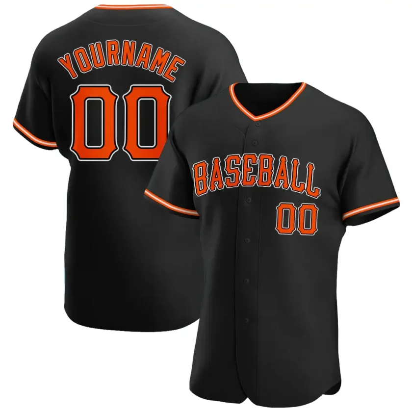 Custom Black Baseball Jersey with Orange White