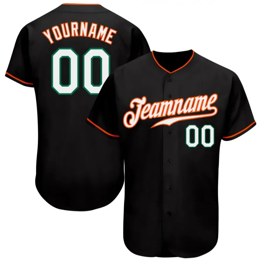 Custom Black Baseball Jersey with White Orange 4