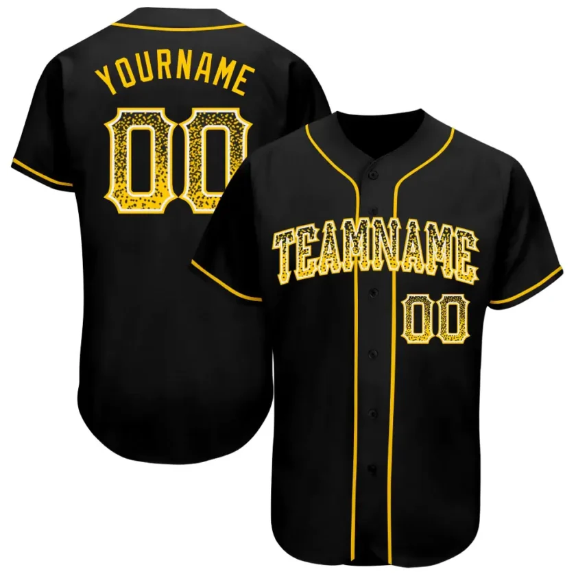 Custom Black Drift Fashion Baseball Jersey with Gold White