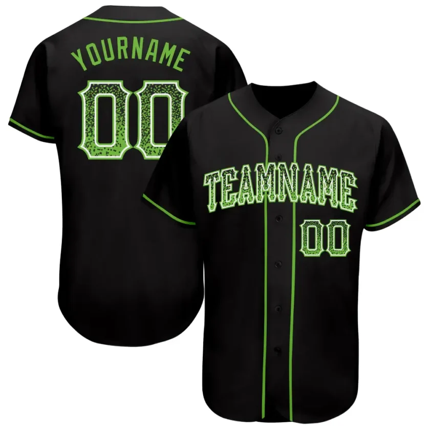 Custom Black Drift Fashion Baseball Jersey with Neon Green White