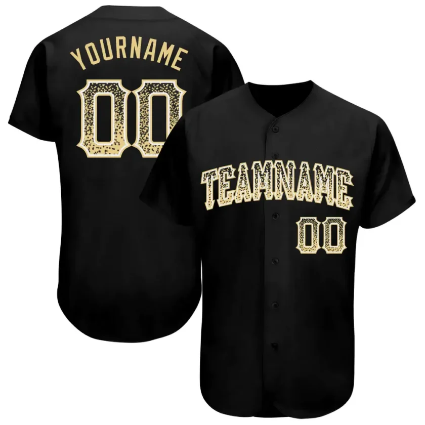 Custom Black Drift Fashion Baseball Jersey with Vegas Gold White