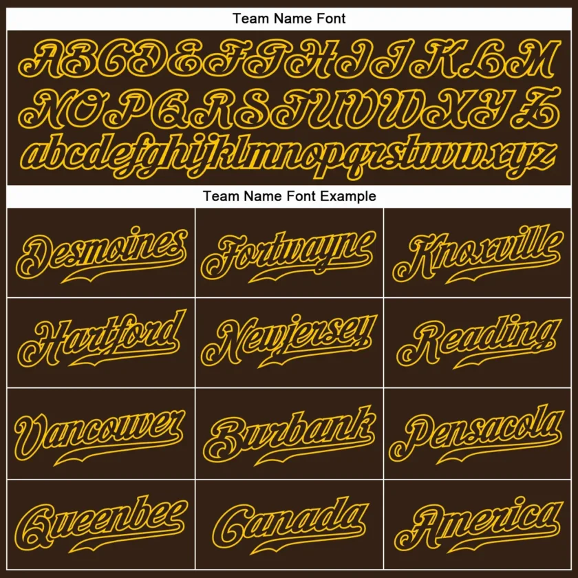 Custom Brown Baseball Jersey with Brown Gold 2