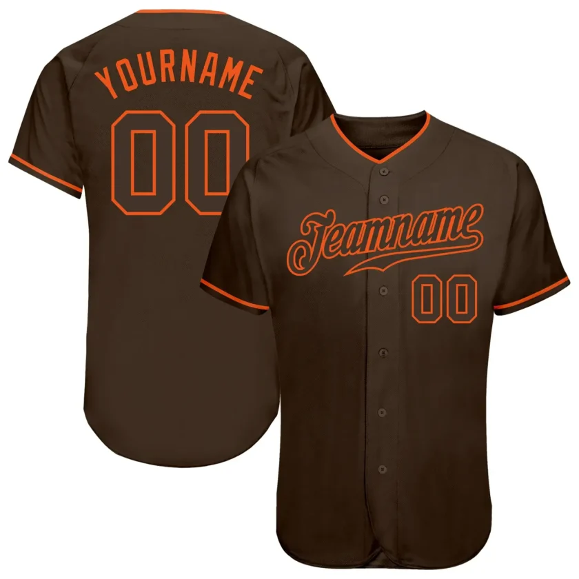 Custom Brown Baseball Jersey with Brown Orange