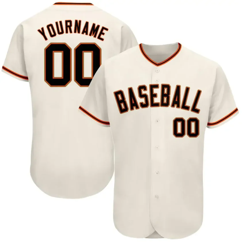 Custom Cream Baseball Jersey with Black Orange Old Gold