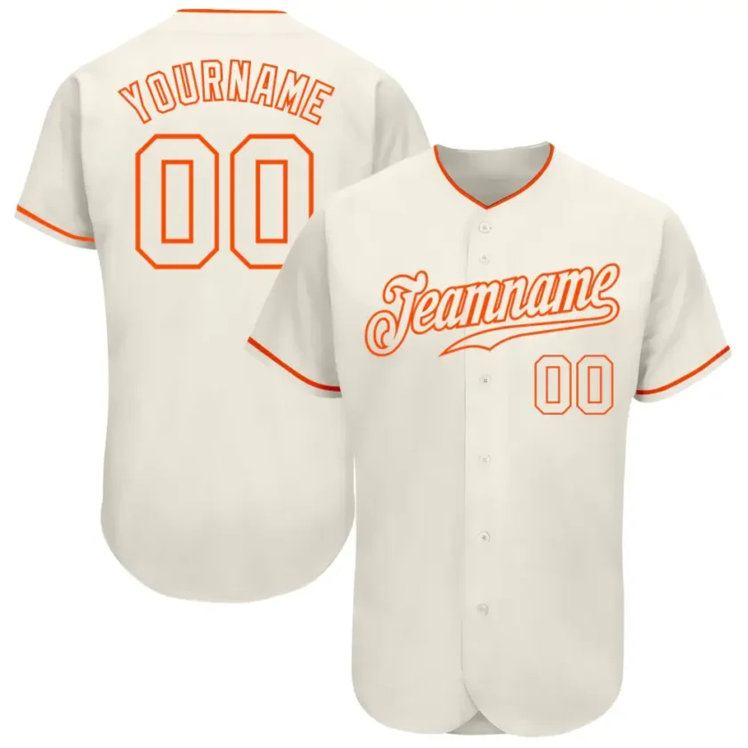 Custom Cream Baseball Jersey with Cream Orange