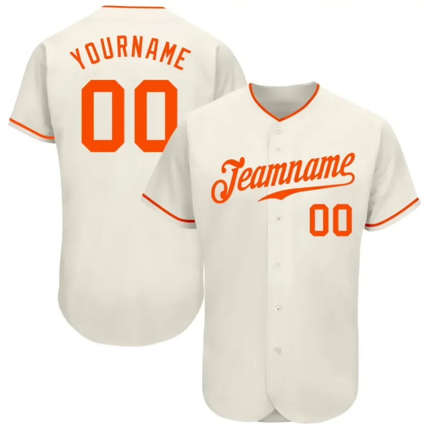 Custom Cream Baseball Jersey with Orange