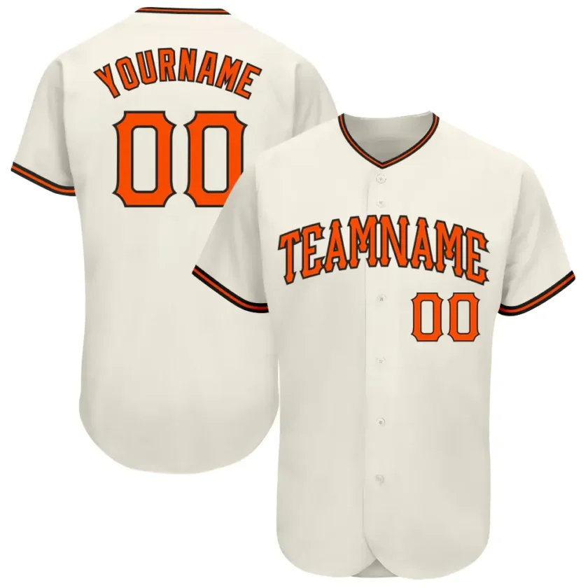 Custom Cream Baseball Jersey with Orange Black