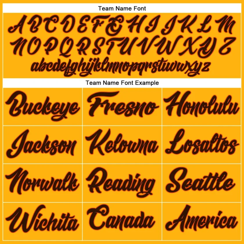 Custom Gold Baseball Jersey with Brown-Orange - Image 2