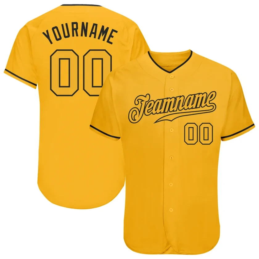 Custom Gold Baseball Jersey with Gold Black
