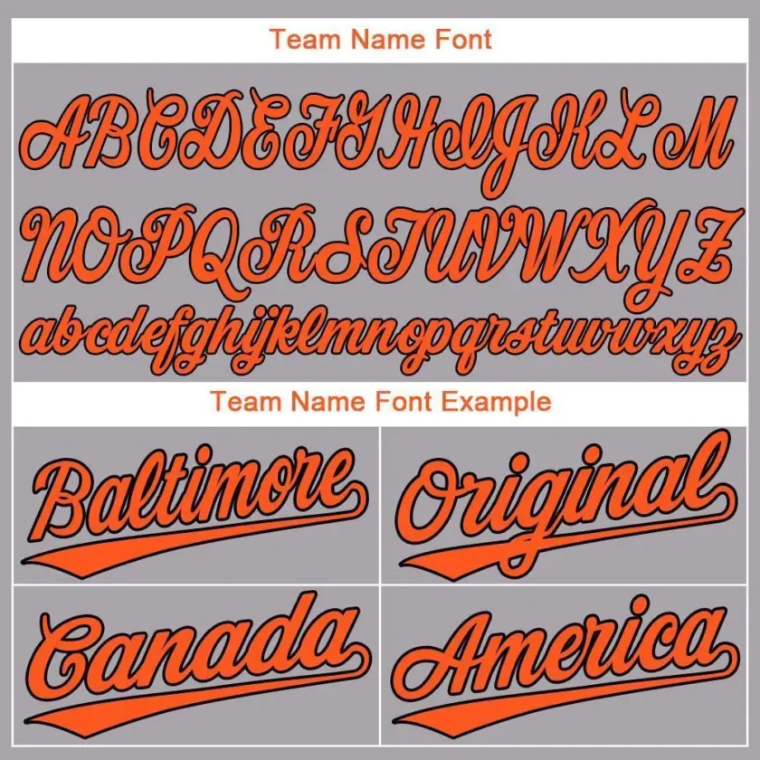 Custom Gray Baseball Jersey with Orange Black 2 1