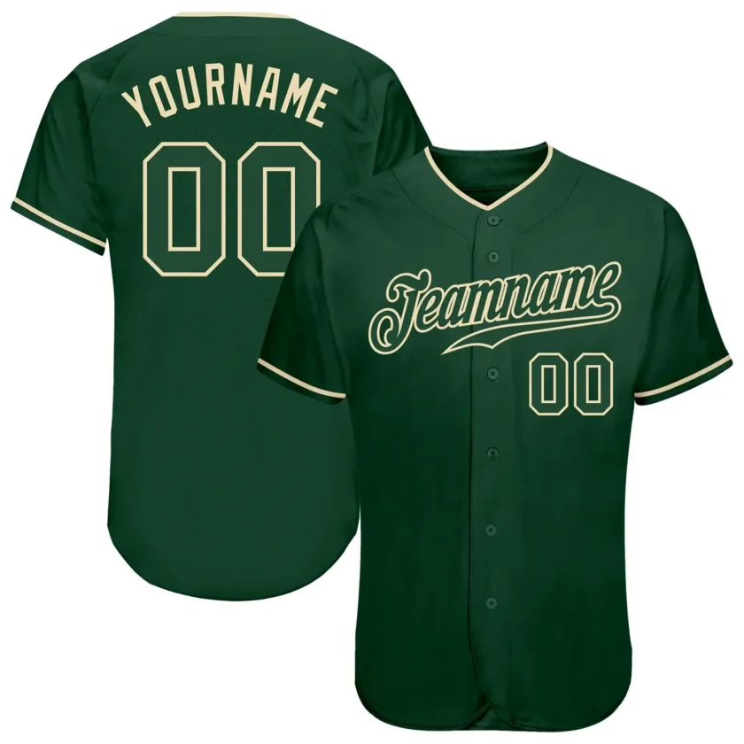 Custom Green Baseball Jersey with Green Cream