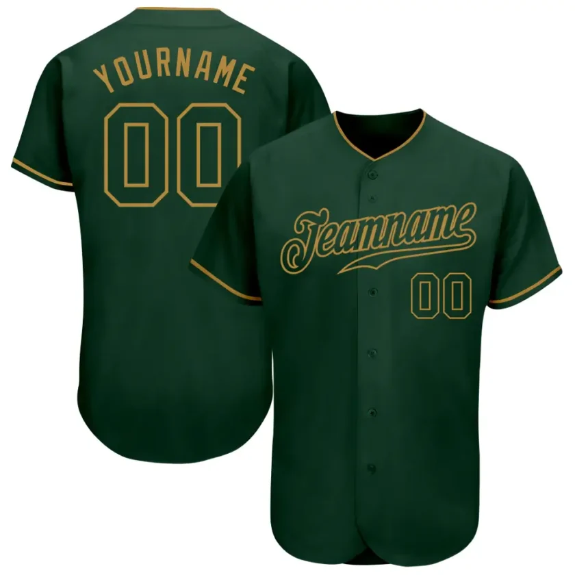 Custom Green Baseball Jersey with Green Old Gold