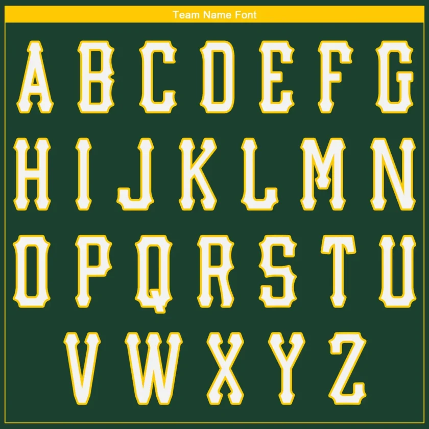 Custom Green Baseball Jersey with White Gold 2 13