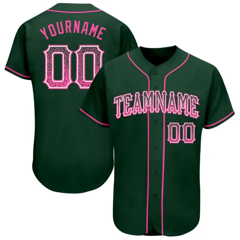 Custom Green Drift Fashion Baseball Jersey with Pink White