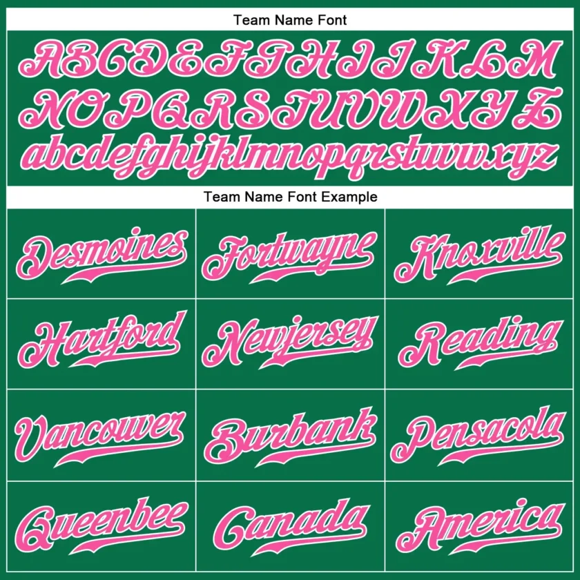 Custom Kelly Green Baseball Jersey with Pink White 1