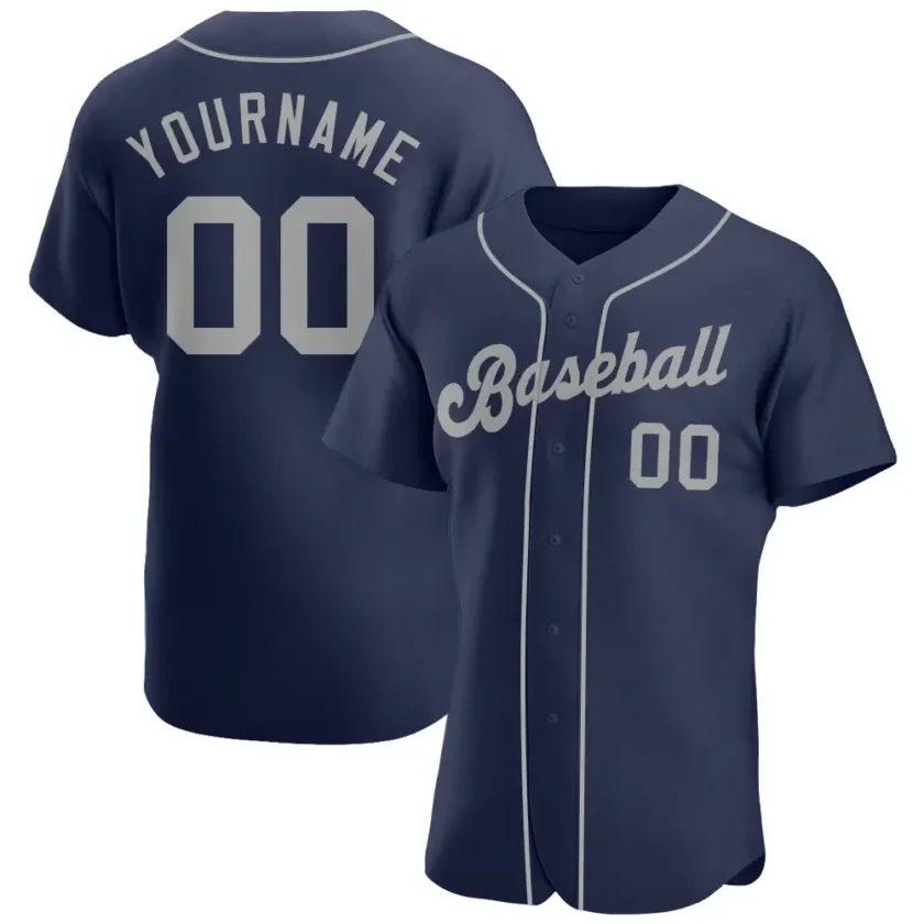 Custom Navy Baseball Jersey with Gray