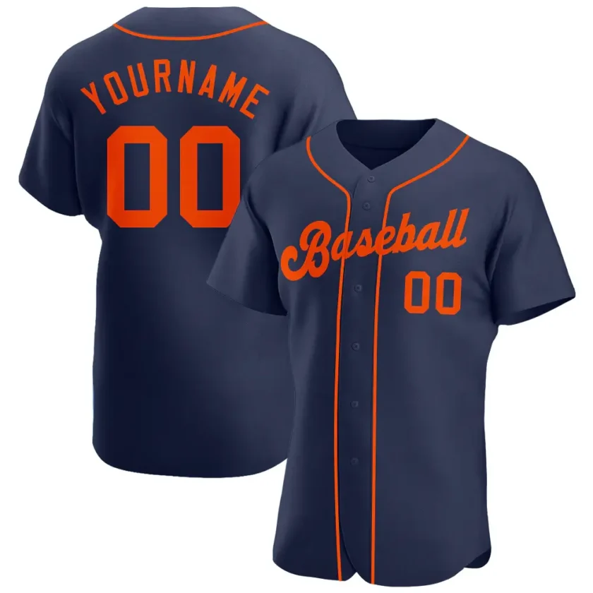 Custom Navy Baseball Jersey with Orange 4