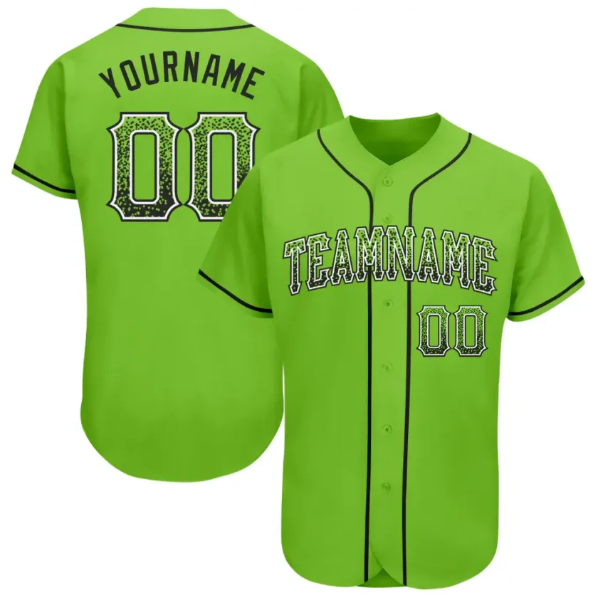 Custom Neon Green Drift Fashion Baseball Jersey with Black White