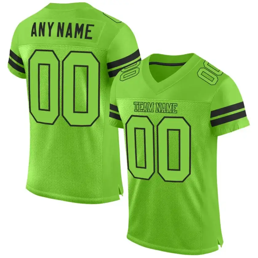 Custom Neon Green Mesh Football Jersey with Black