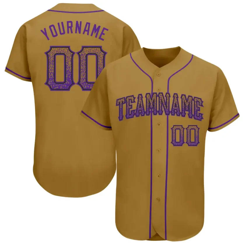 Custom Old Gold Drift Fashion Baseball Jersey with Purple Black