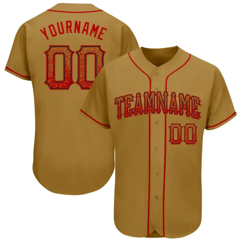 Custom Old Gold Drift Fashion Baseball Jersey with Red Black