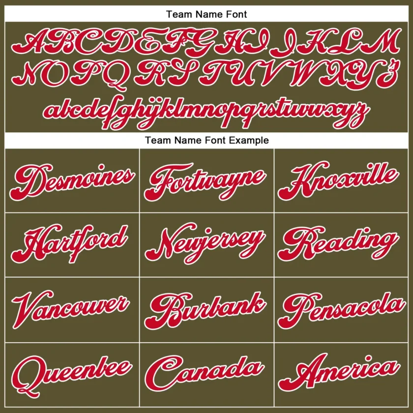Custom Olive Baseball Jersey with Red-White - Image 2