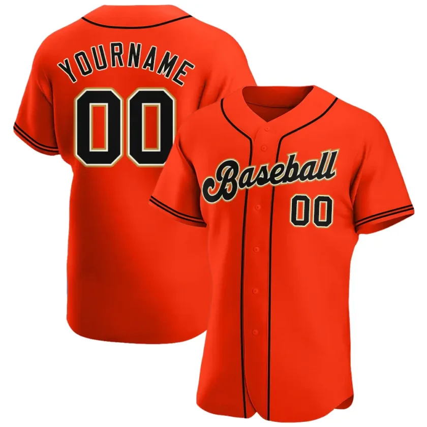 Custom Orange Baseball Jersey with Black Cream