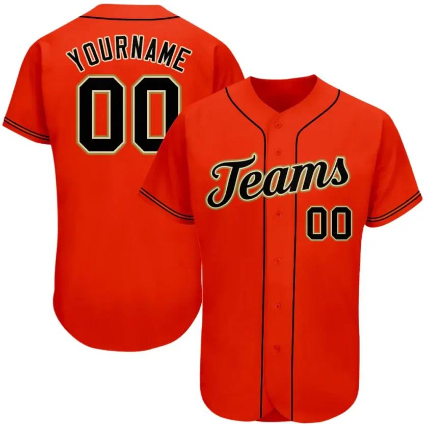 Custom Orange Baseball Jersey with Black Old Gold