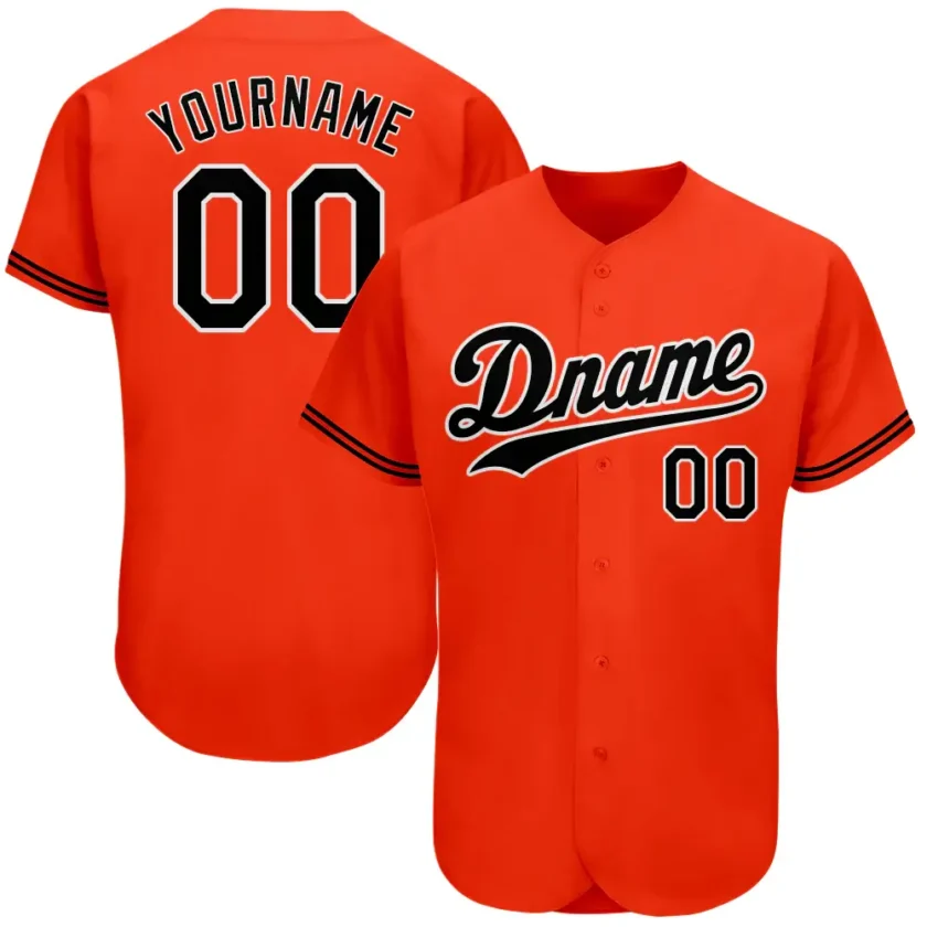 Custom Orange Baseball Jersey with Black White 4