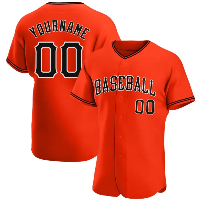 Custom Orange Baseball Jersey with Black White 5