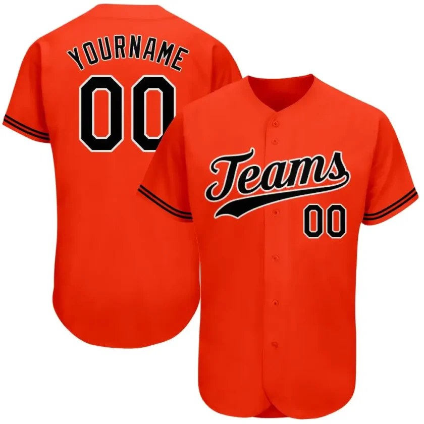 Custom Orange Baseball Jersey with Black White 6