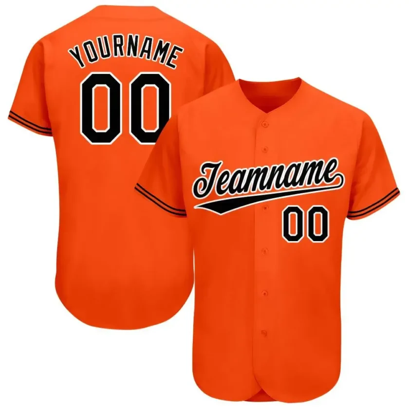 Custom Orange Baseball Jersey with Black White