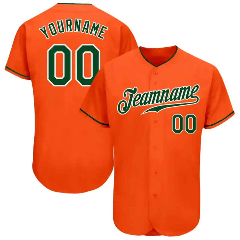 Custom Orange Baseball Jersey with Green White