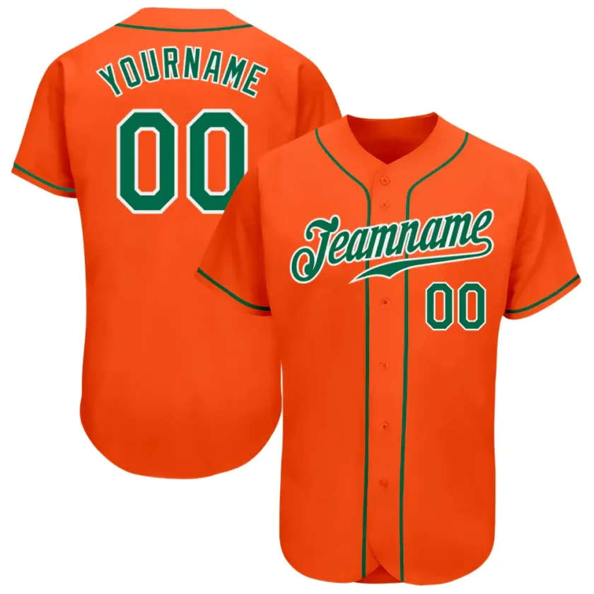 Custom Orange Baseball Jersey with Kelly Green White